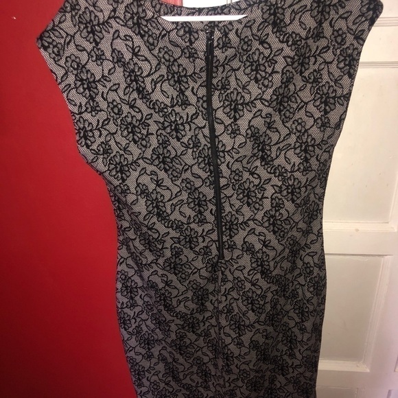 Zara Basic Round Neck Floral Lace Mini Dress - Picture 8 of 10